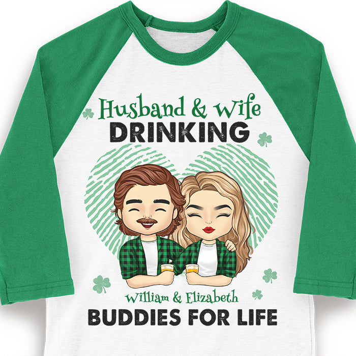 Custom Name Husband Wife Drinking Couple Gifts - Personalized Raglan Shirt