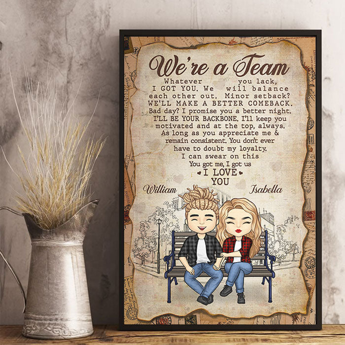 Custom Name We're a Team Love Gifts for Couples - Personalized Poster