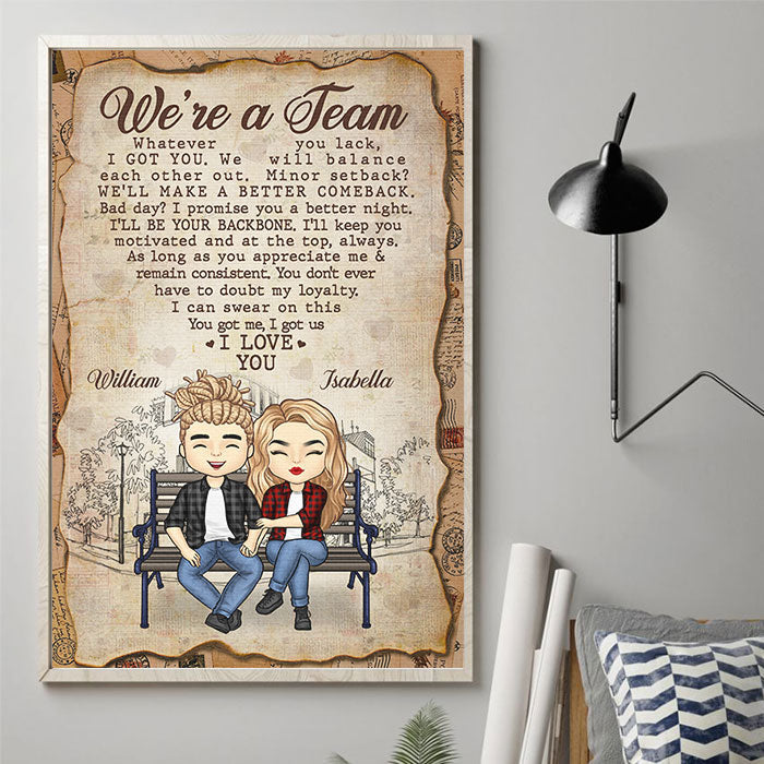 Custom Name We're a Team Love Gifts for Couples - Personalized Poster