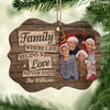 Family Where Love Never Ends - Personalized Custom Benelux Shaped Wood Photo Christmas Ornament - Upload Image, Gift For Family, Christmas Gift