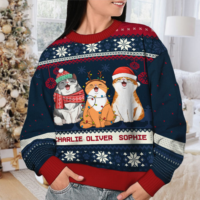 Custom Name Christmas Cat Gifts for Cat Lovers - Personalized Sweatshirt