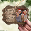 Family Where Love Never Ends - Personalized Custom Benelux Shaped Wood Photo Christmas Ornament - Upload Image, Gift For Family, Christmas Gift