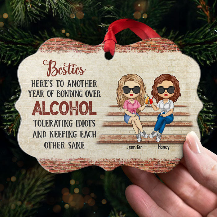 Our Friendship Is Endless - Bestie Personalized Custom Ornament - Aluminum Benelux Shaped - Christmas Gift For Best Friends, BFF, Sisters