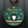 Bienvenue À La Maison - Plaque De Porte Humoristique De Chien À Personnaliser, Funny Personalized Cat Door Sign French