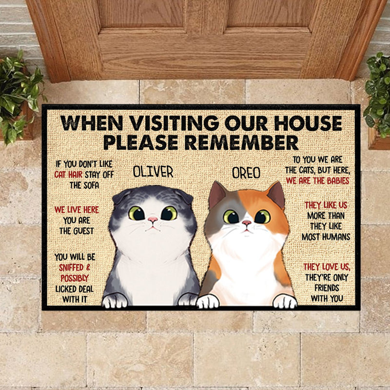 Custom Name Funny Cat House Rules Gifts for Cat Lovers - Personalized Doormat