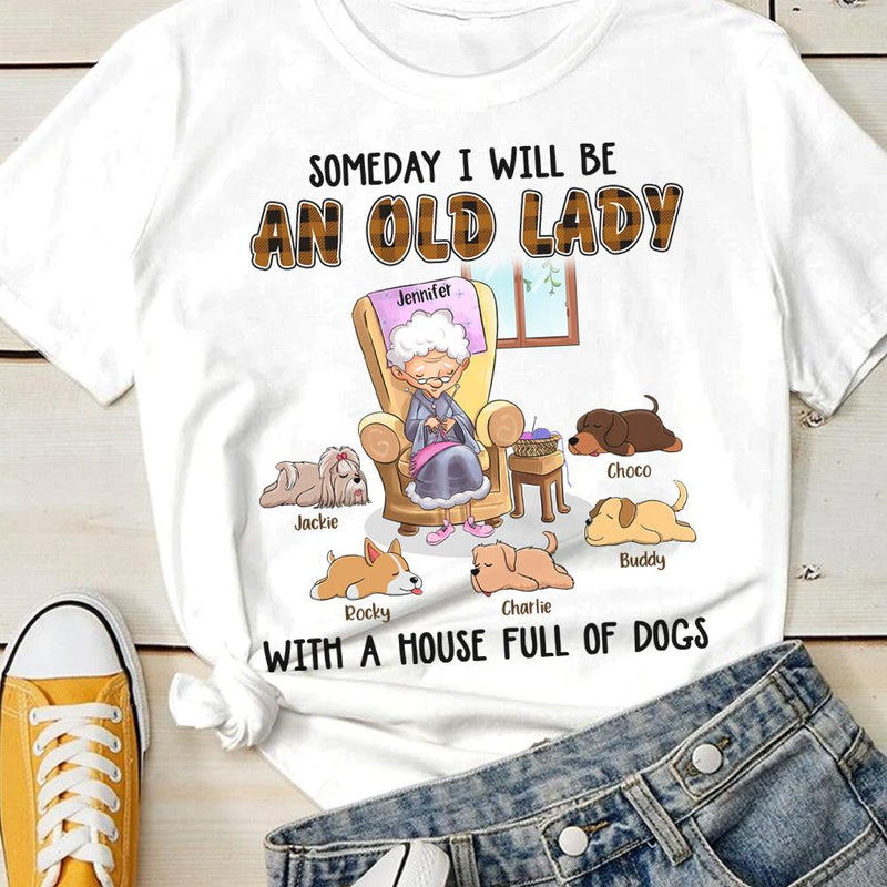 Custom Name Funny Old Lady Dog Lover Gifts - Personalized Apparel