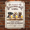 Family Backyard Bar & Grill - Funny Personalized Dog Metal Sign