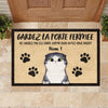 Gardez La Porte Fermée French - Funny Personalized Cat Decorative Mat (WT)