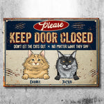 Custom Name Keep Door Closed Cat Gifts for Cat Lovers - Personalized Metal Sign