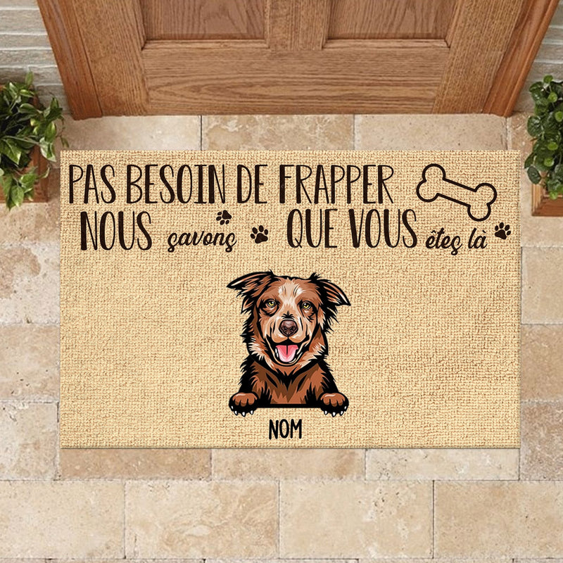 Pas besosin de frapper French - Funny Personalized Dog Decorative Mat