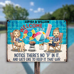 Custom Name Funny Pool Party Gifts for Couples - Personalized Metal Sign