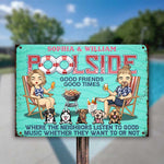 Custom Name Poolside Couple Gifts - Personalized Metal Sign