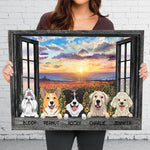 Custom Name Dog Family Sunset Decor - Personalized Canvas