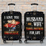 Custom Name Husband Wife Travel Partners Gifts for Couples - Personalized Luggage Cover