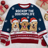 Rockin' The Dog Mom Life - Personalized Custom Unisex Ugly Christmas Sweatshirt, Wool Sweatshirt, All-Over-Print Sweatshirt - Gift For Dog Lovers, Pet Lovers, Christmas Gift
