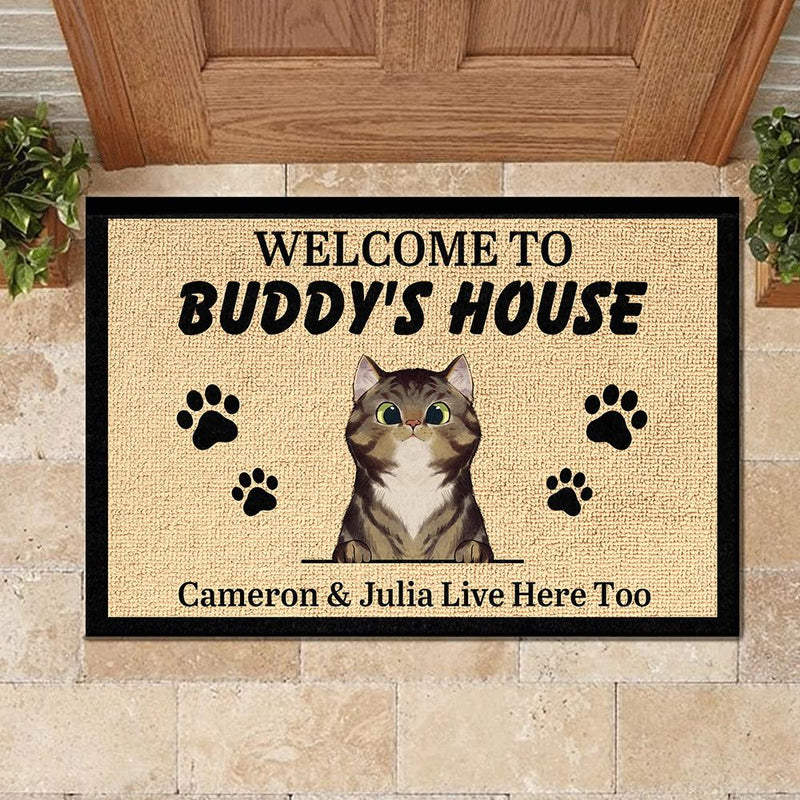 Personalized Welcome to Cat's House - Funny Personalized Cat Decorative Mat (WW)