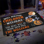 Custom Name Funny Halloween Welcome Decor - Personalized Doormat
