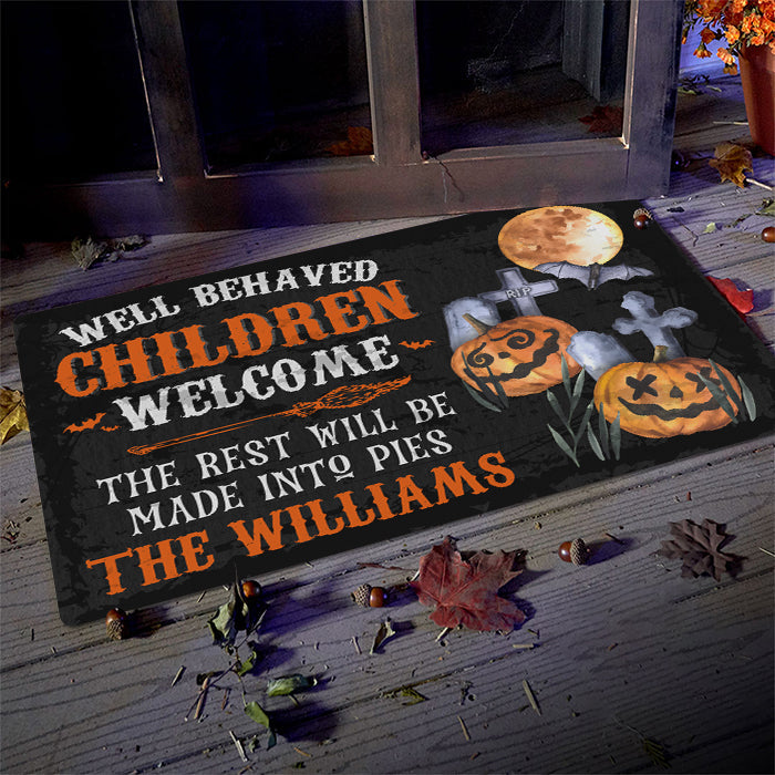 Custom Name Funny Halloween Welcome Decor - Personalized Doormat