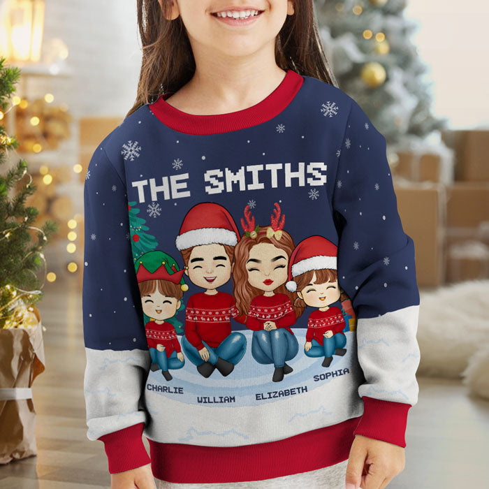 Christmas Is A Time For Family Kid - Family Personalized Custom Ugly Sweatshirt - Unisex Wool Jumper - Christmas Gift For Family Members