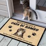 Custom Name Italian Cat Welcome Home Decor - Personalized Doormat