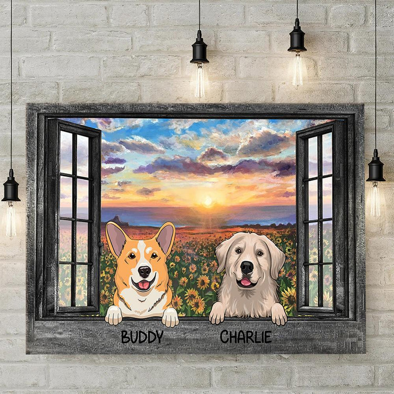 Dogs By The Window - Personalized Horizontal Canvas