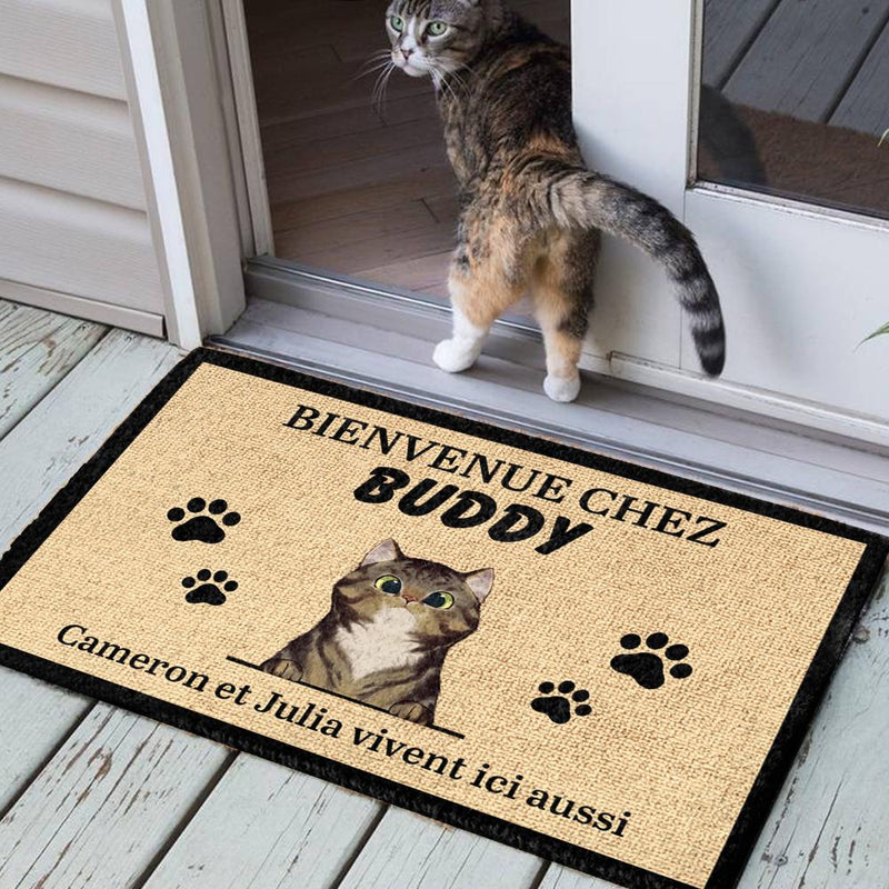 Custom Cat Name Welcome Gifts for Cat Lovers - Personalized Doormat