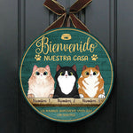 Custom Name Cat Welcome Sign for Cat Lovers - Personalized Wood Sign