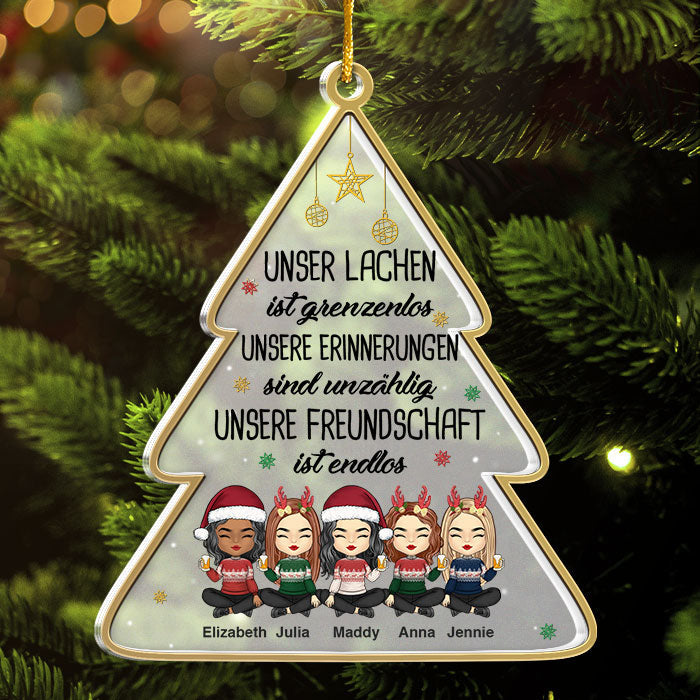 Nicht Nur Freunde, Eher Eine Kleine Bande - German Personalized Custom Christmas Tree Shaped Acrylic Christmas Ornament - Gift For Bestie, Best Friend, Sister, Birthday Gift For Bestie And Friend, Christmas Gift