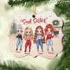 Sisters Forever, Never Apart - Maybe In Distance But Never At Heart - Personalized Custom Benelux Shaped Wood Christmas Ornament