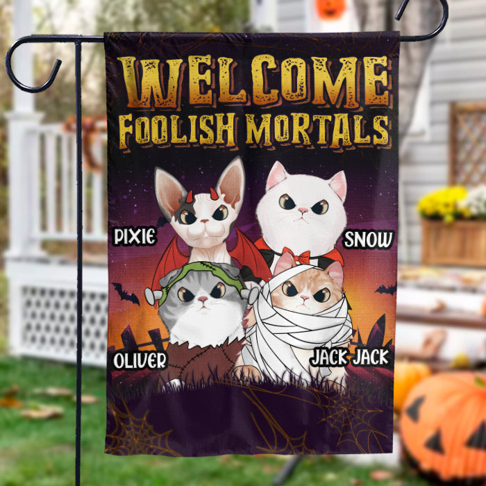 Custom Name Halloween Cat Gifts for Cat Lovers - Personalized Flag