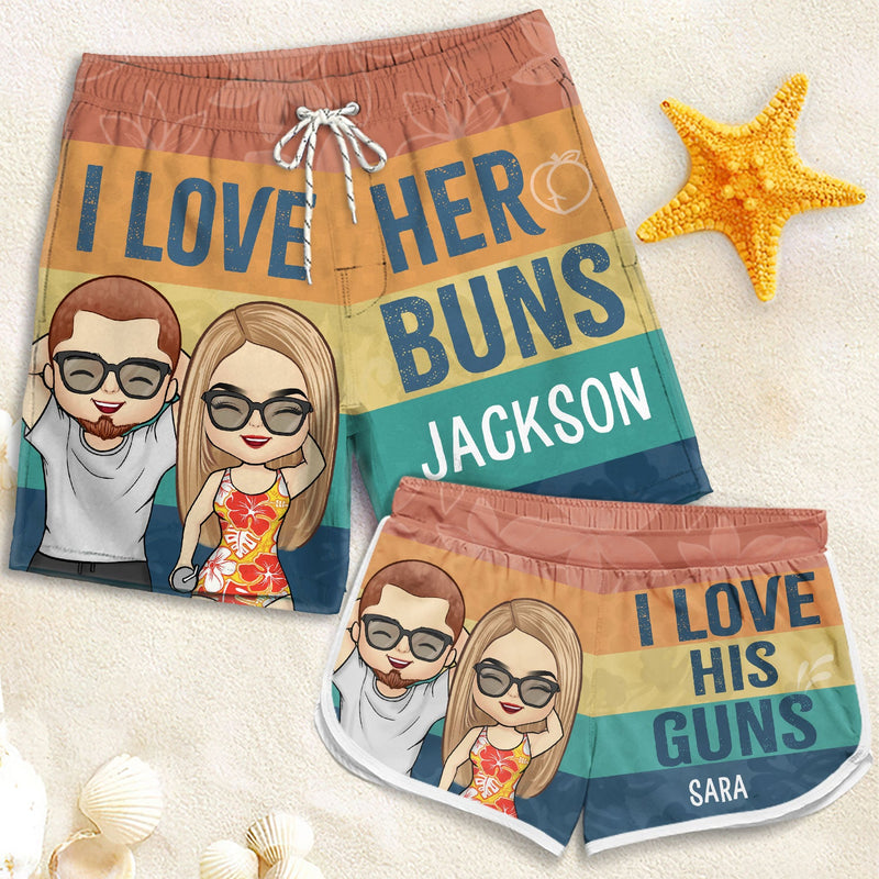 Custom Name Funny Couple Beach Gifts - Personalized Couple Beach Shorts