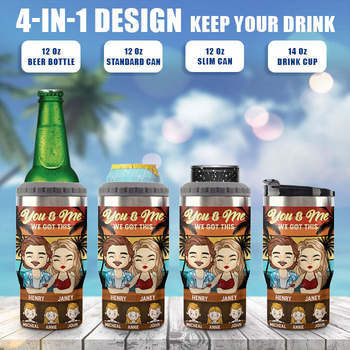 Family Travels Together Stays Together - Personalized Can Cooler - Gift For Couples, Husband Wife