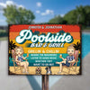 Poolside Grillin' & Chillin' - Personalized Metal Sign - Gift For Couples, Husband Wife