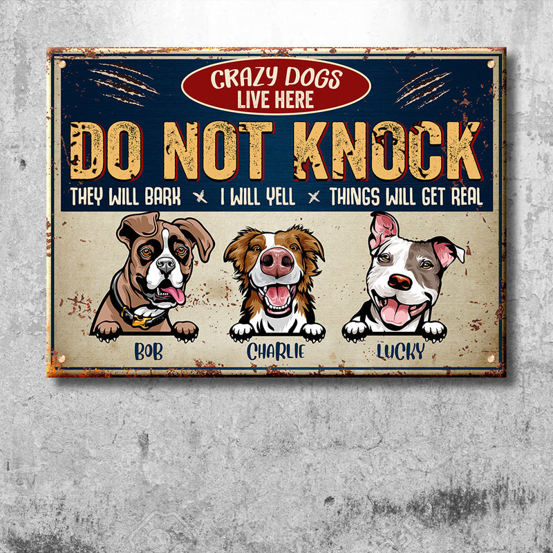 Custom Name Funny Dog Warning Gifts for Dog Lovers - Personalized Metal Sign