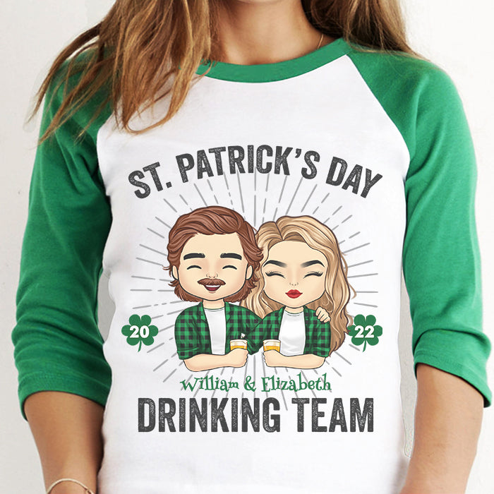 We Are The Drinking Team - Gift For Couples, Husband Wife, Personalized St. Patrick's Day Unisex Raglan Shirt