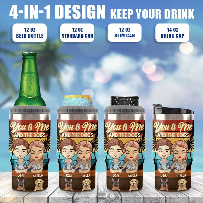 Husband Wife & Our Dogs - Personalized Can Cooler - Gift For Couples, Husband Wife