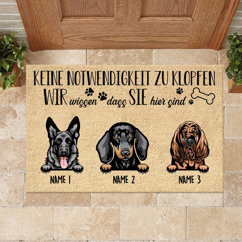 Keine Notwendigkeit Zu Klopfen German - Funny Personalized Dog Decorative Mat
