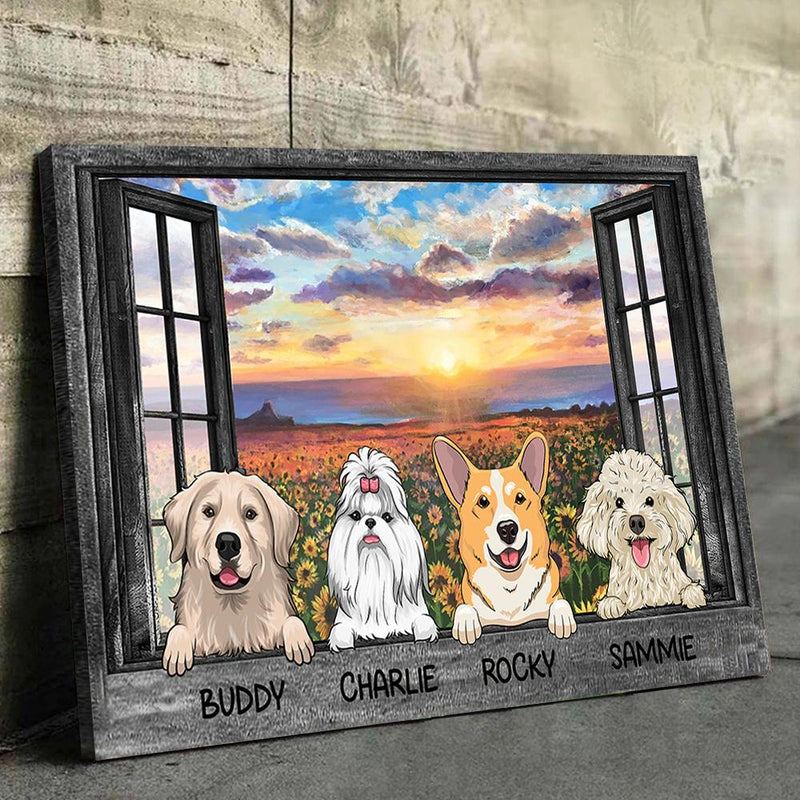 Dogs By The Window - Personalized Horizontal Canvas