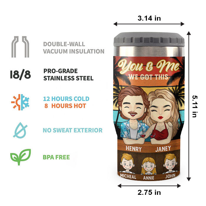 Family Travels Together Stays Together - Personalized Can Cooler - Gift For Couples, Husband Wife