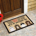Custom Name Funny Cat Watching Gifts for Cat Lovers - Personalized Doormat