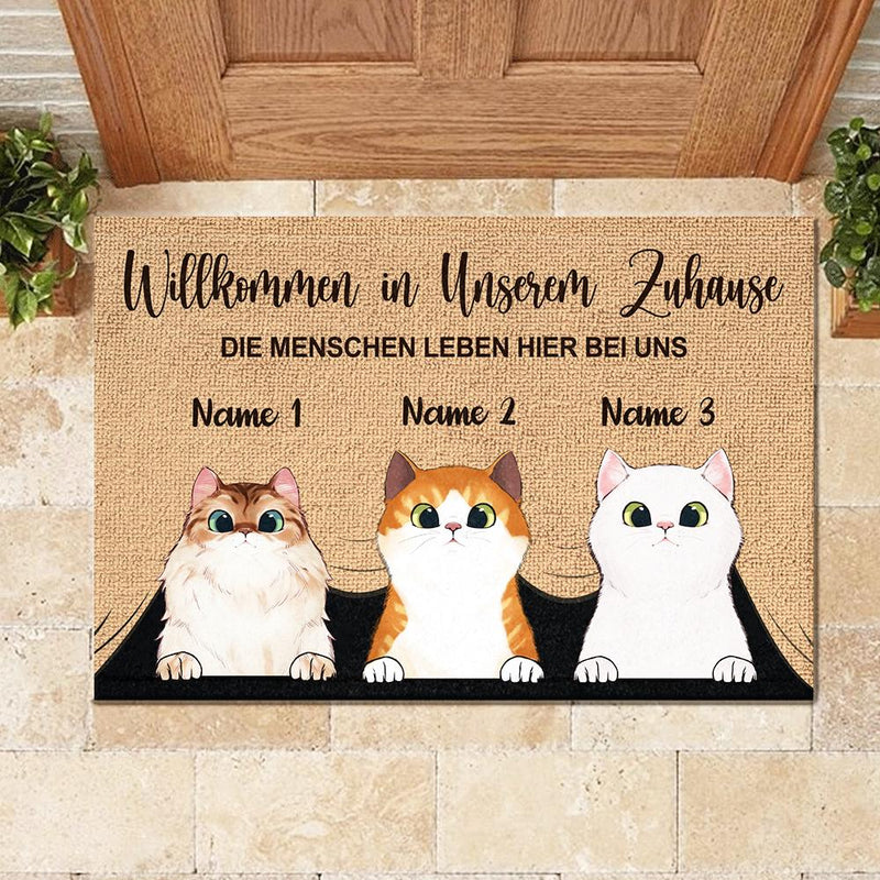 Willkommen in meinem Zuhause German - Funny Personalized Cat Decorative Mat