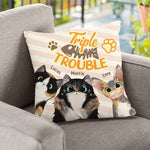 Custom Cat Breed & Name Triple Trouble Gifts for Cat Lovers - Personalized Pillow