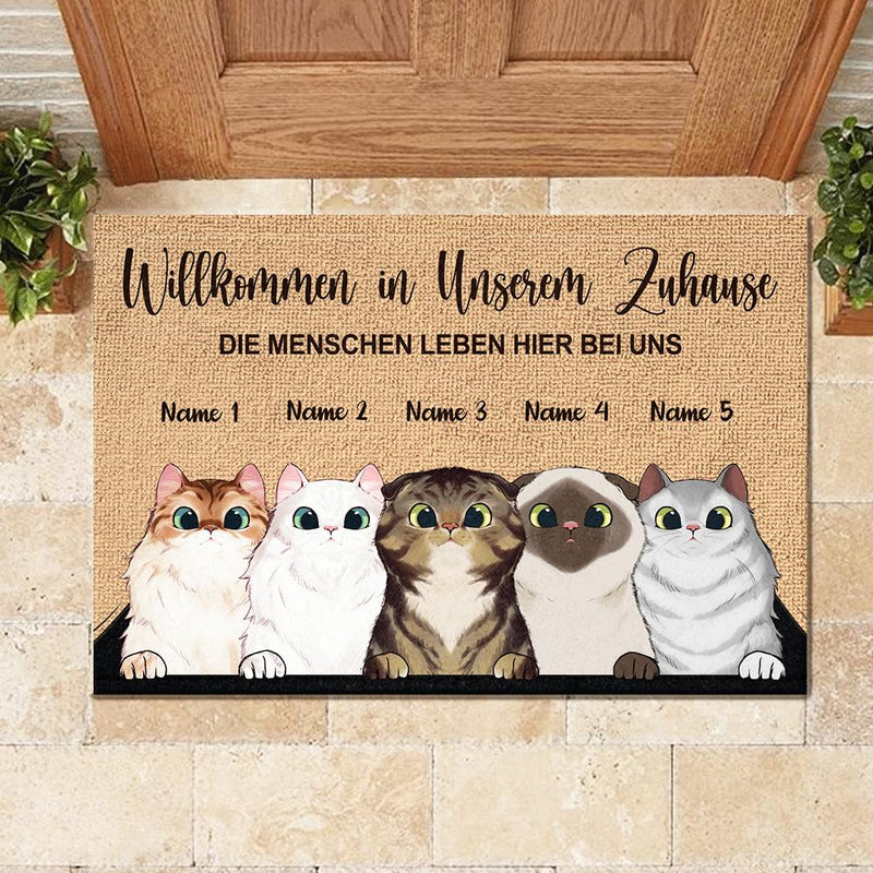 Willkommen in meinem Zuhause German - Funny Personalized Cat Decorative Mat (WT)