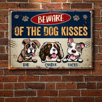 Custom Dog Name Beware of Dog Kisses Gifts for Dog Lovers - Personalized Metal Sign