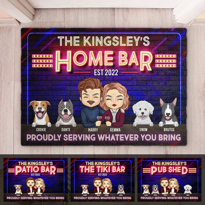 Proudly Serving Whatever You Bring - Gift For Couples, Husband Wife, Personalized Decorative Mat