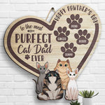 Custom Name Cat Dad Paw Print Gifts - Personalized Wood Sign