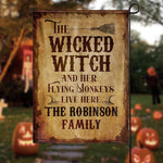 Custom Family Name Halloween Witch Decor - Personalized Flag
