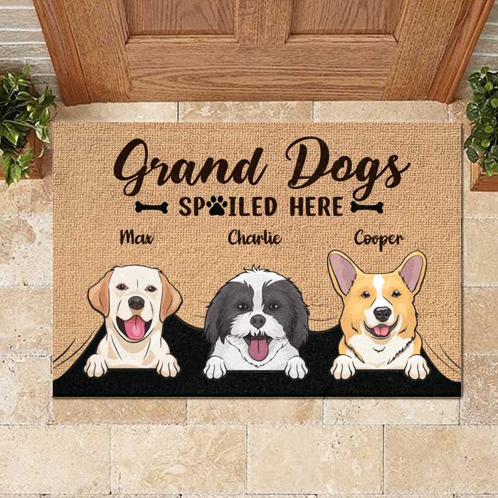 Custom Dog Name Grand Dogs Gifts for Grandparents - Personalized Doormat