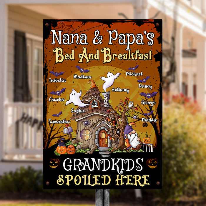 Custom Name Halloween Grandkids Gifts for Grandparents - Personalized Metal Sign
