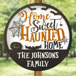 Custom Family Name Halloween Haunted Home Decor - Personalized Wood Sign